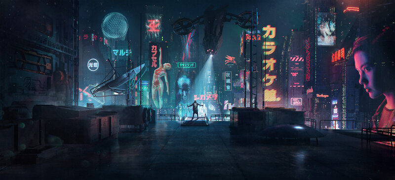 Cyberpunk Cityscape — Blue, Dystopian