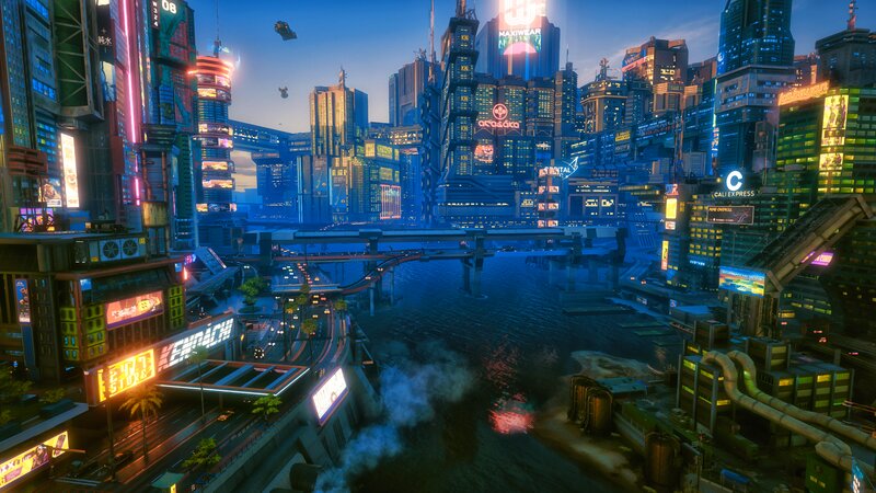 Cyberpunk Cityscape — Blue, Nocturnal, Night, 3d Render