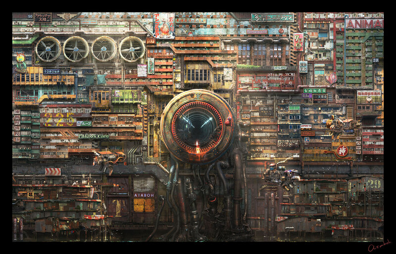 Cyberpunk Cityscape — Brown