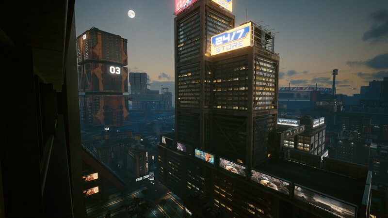 Cyberpunk Cityscape — Gray, Dramatic