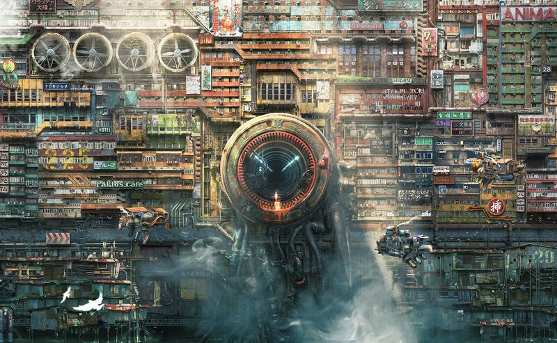 Cyberpunk Cityscape — Gray