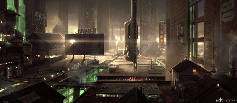 Cyberpunk Cityscape — Green, Dramatic, Night, Digital Art
