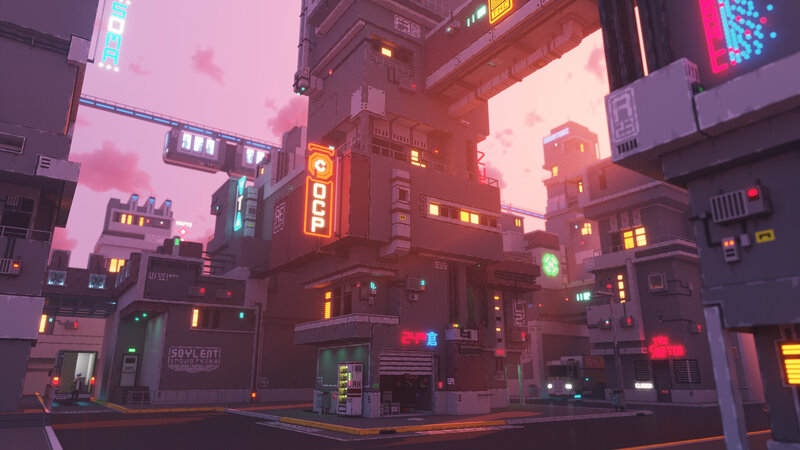 Cyberpunk Cityscape — Pink