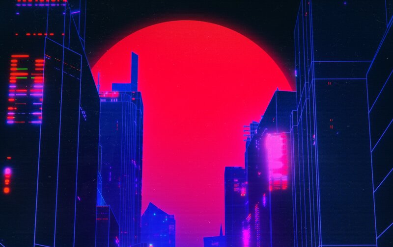 Cyberpunk Cityscape — Red, Dramatic