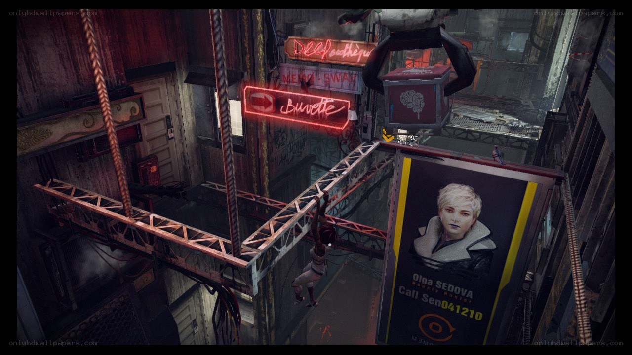 Cyberpunk cityscape with neon signs
