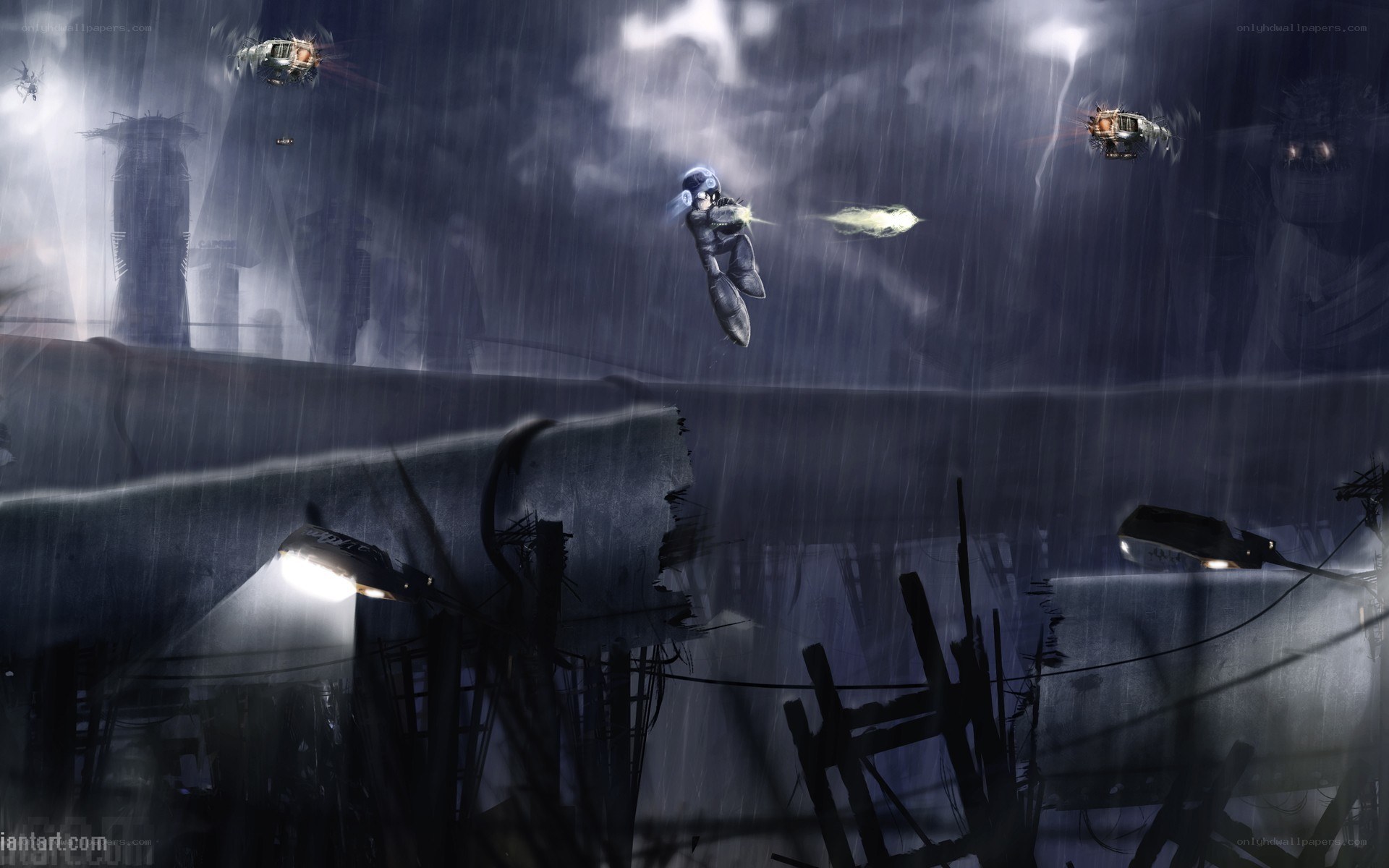 Cyberpunk combat in the rain