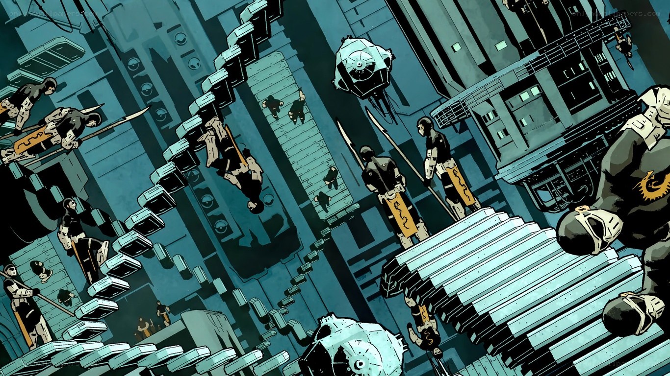 cyberpunk combat scene
