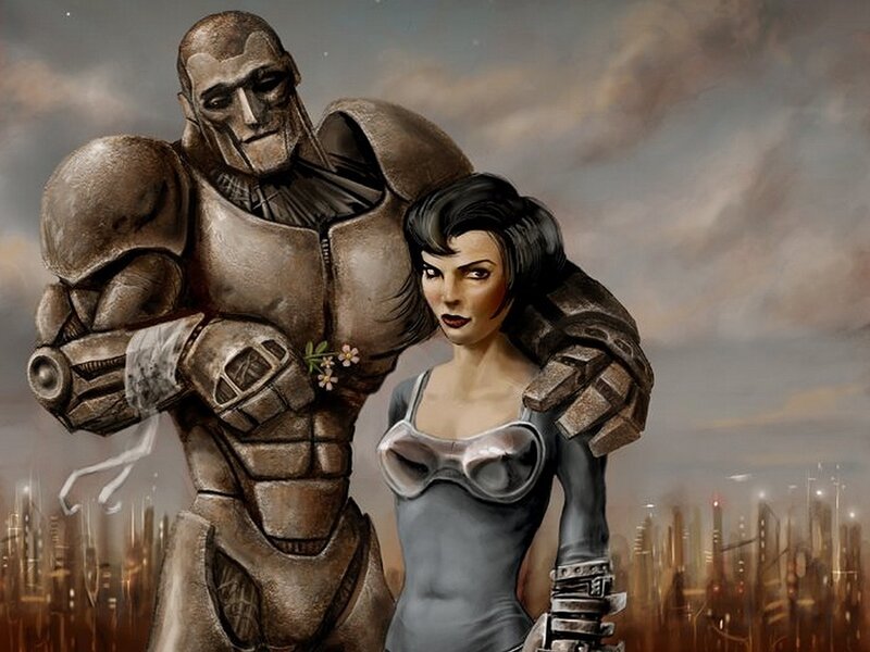cyberpunk couple portrait