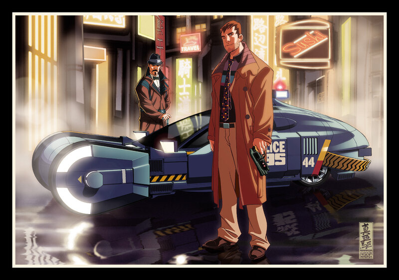 Cyberpunk detective scene
