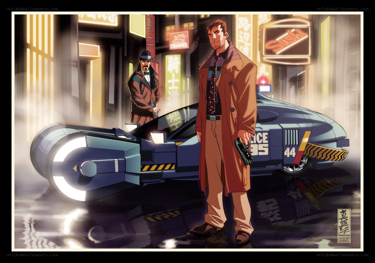 Cyberpunk detective scene