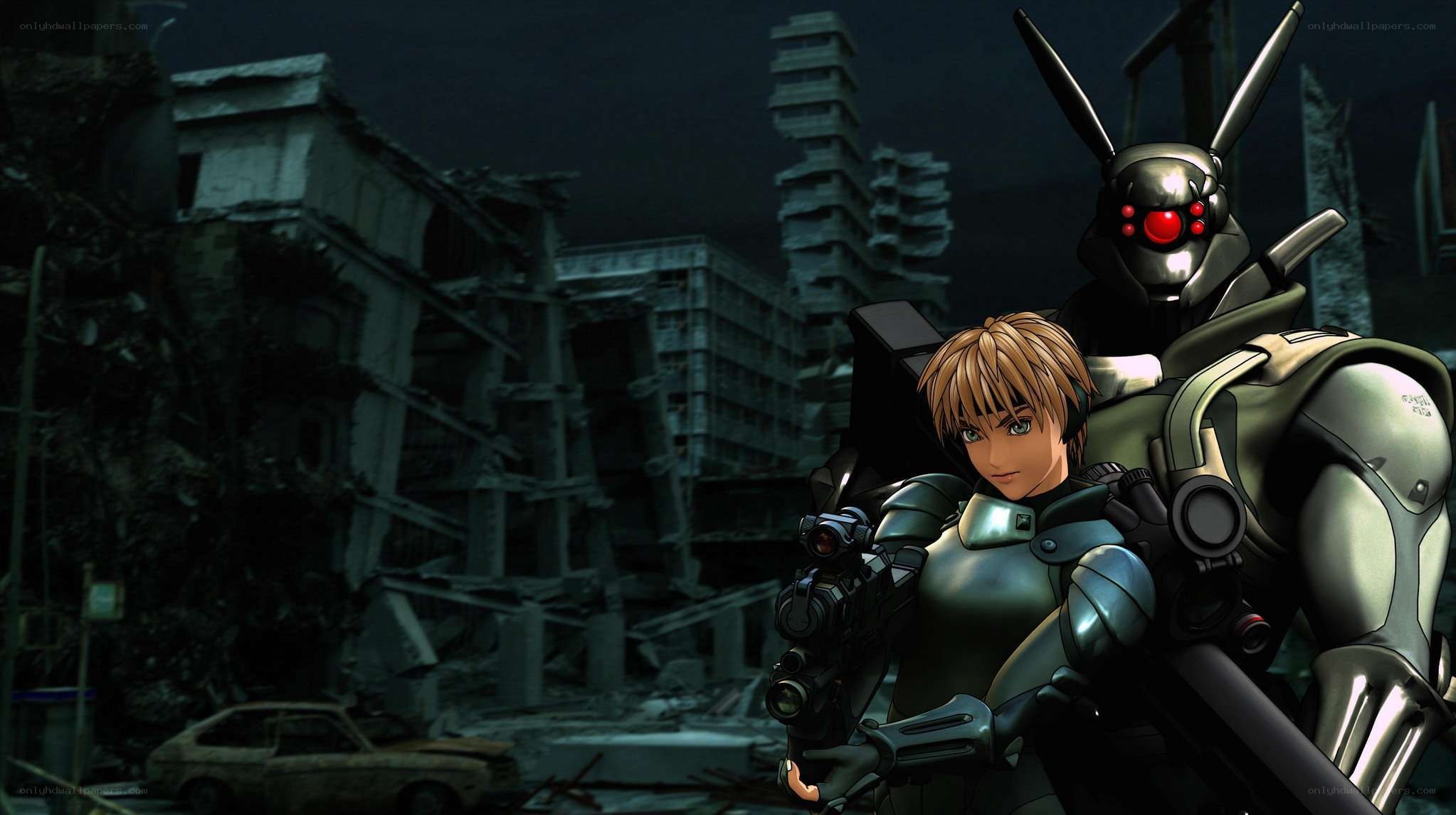 cyberpunk duo in ruins