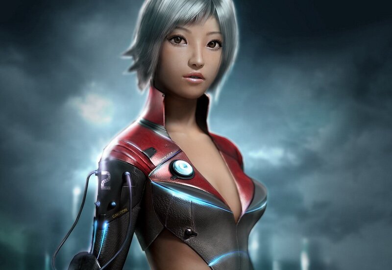 cyberpunk female character portrait