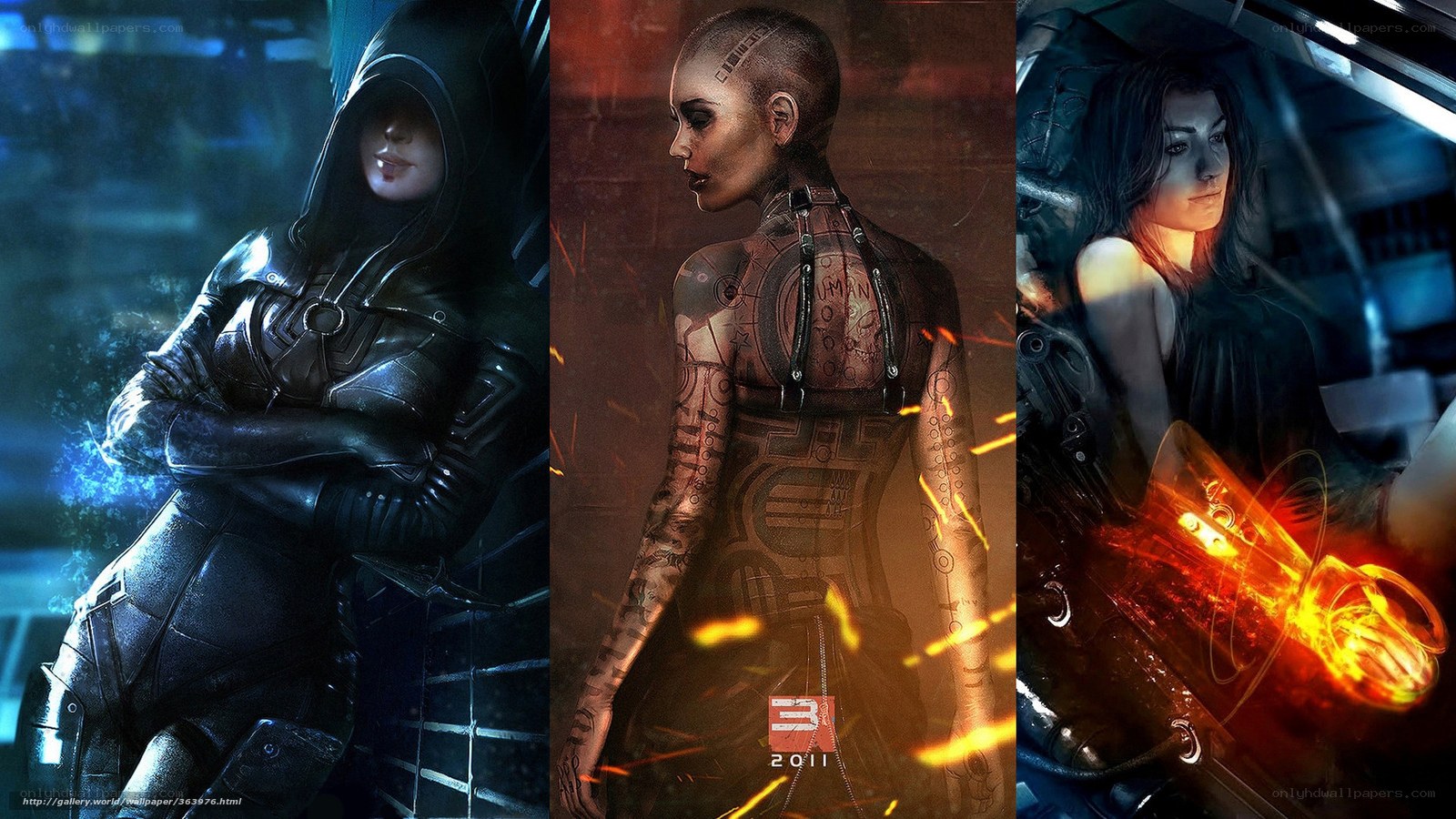 cyberpunk female characters collage
