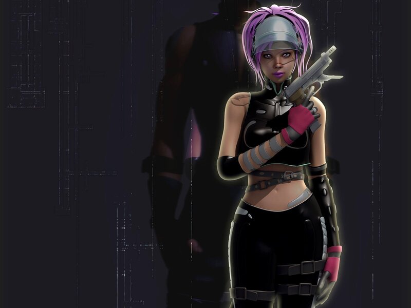 cyberpunk female warrior