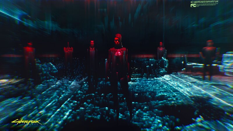 Cyberpunk Figures in Digital Space