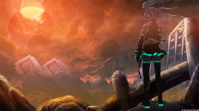 cyberpunk girl on ruined planet