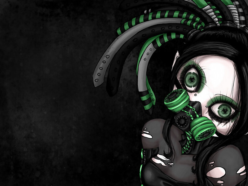 cyberpunk girl with gas mask