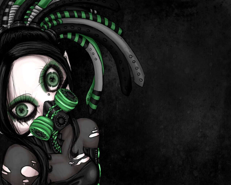 cyberpunk girl with gas mask