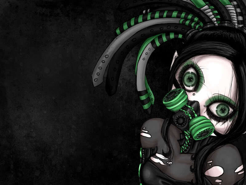 cyberpunk girl with gas mask