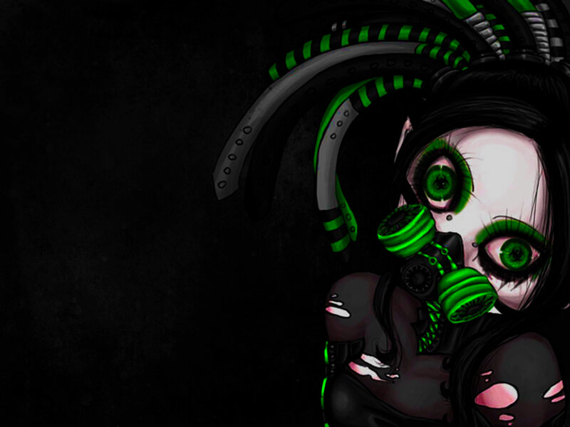 cyberpunk girl with gas mask