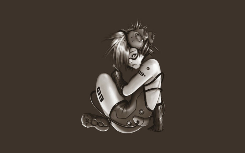 cyberpunk girl with gas mask
