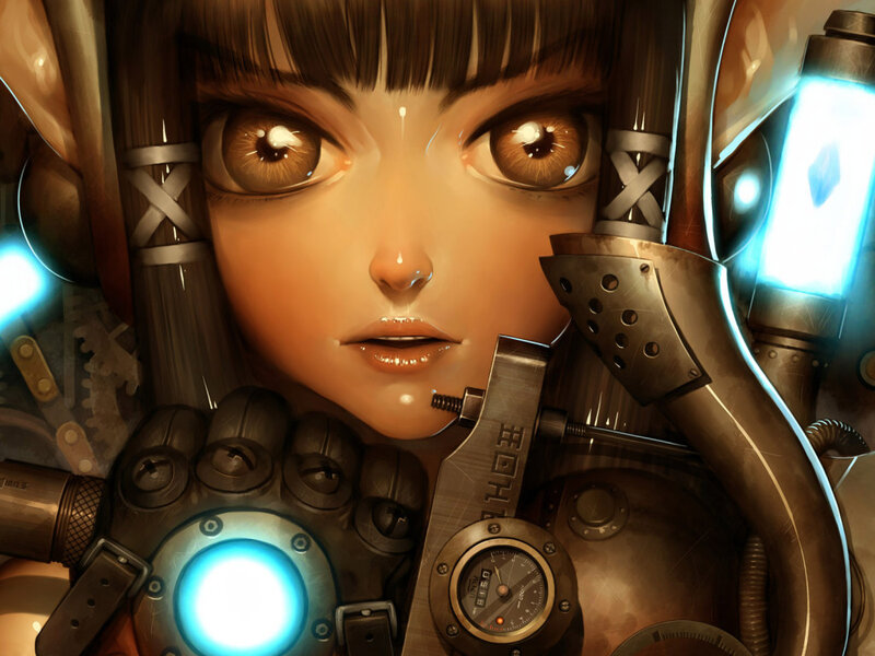 cyberpunk girl with glowing eyes