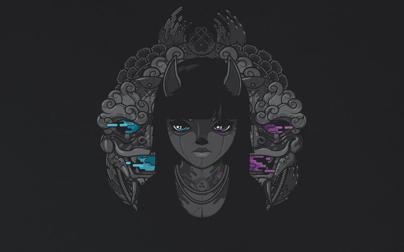 cyberpunk girl with mechanical mask