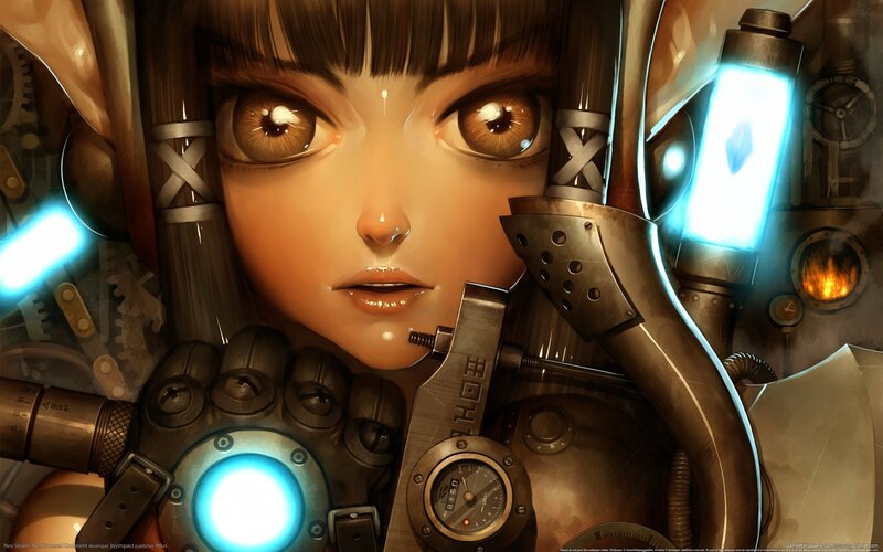 cyberpunk girl with mechanical parts