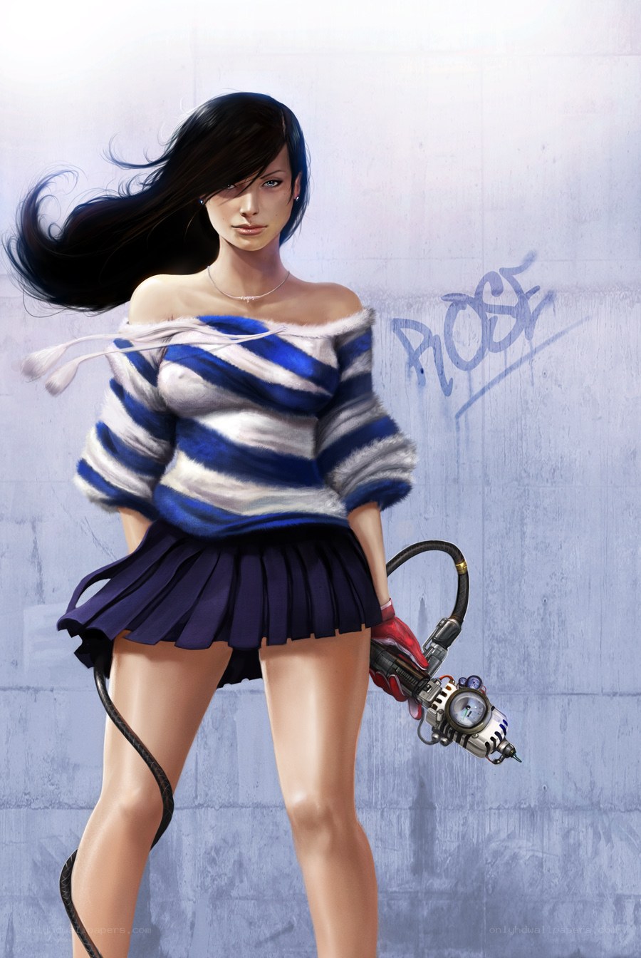 cyberpunk girl with weapon