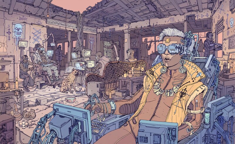 Cyberpunk Hacker in Chair