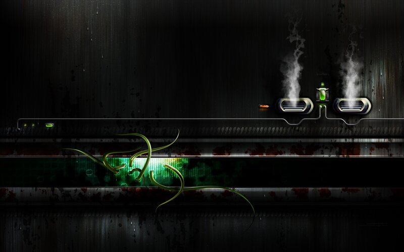 cyberpunk industrial scene