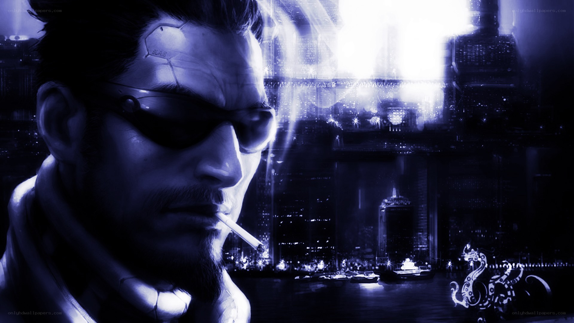 cyberpunk man with cigarette