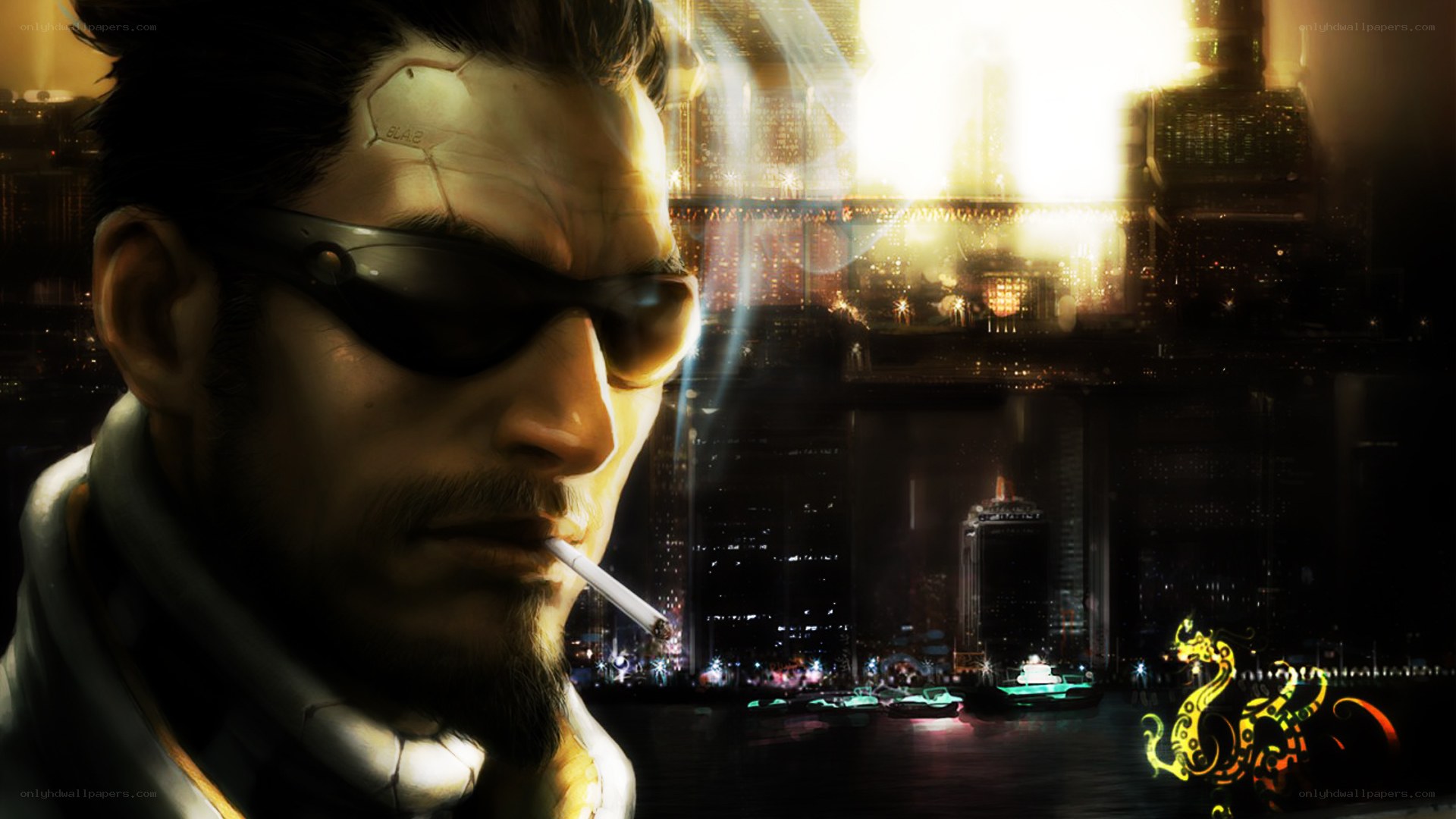 cyberpunk man with cigarette