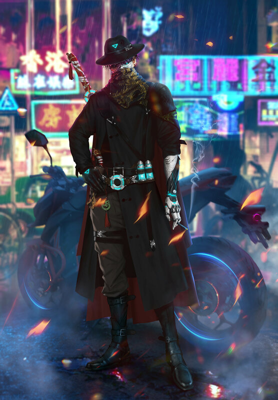 Cyberpunk Man with Sword