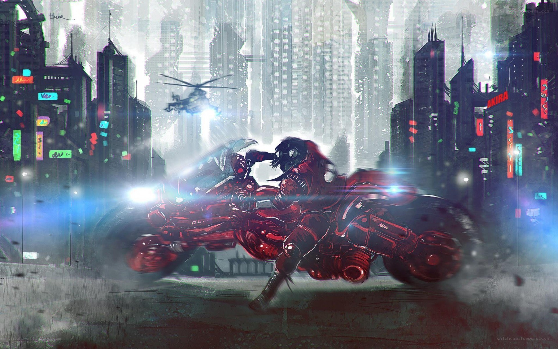 Cyberpunk motorcycle chase