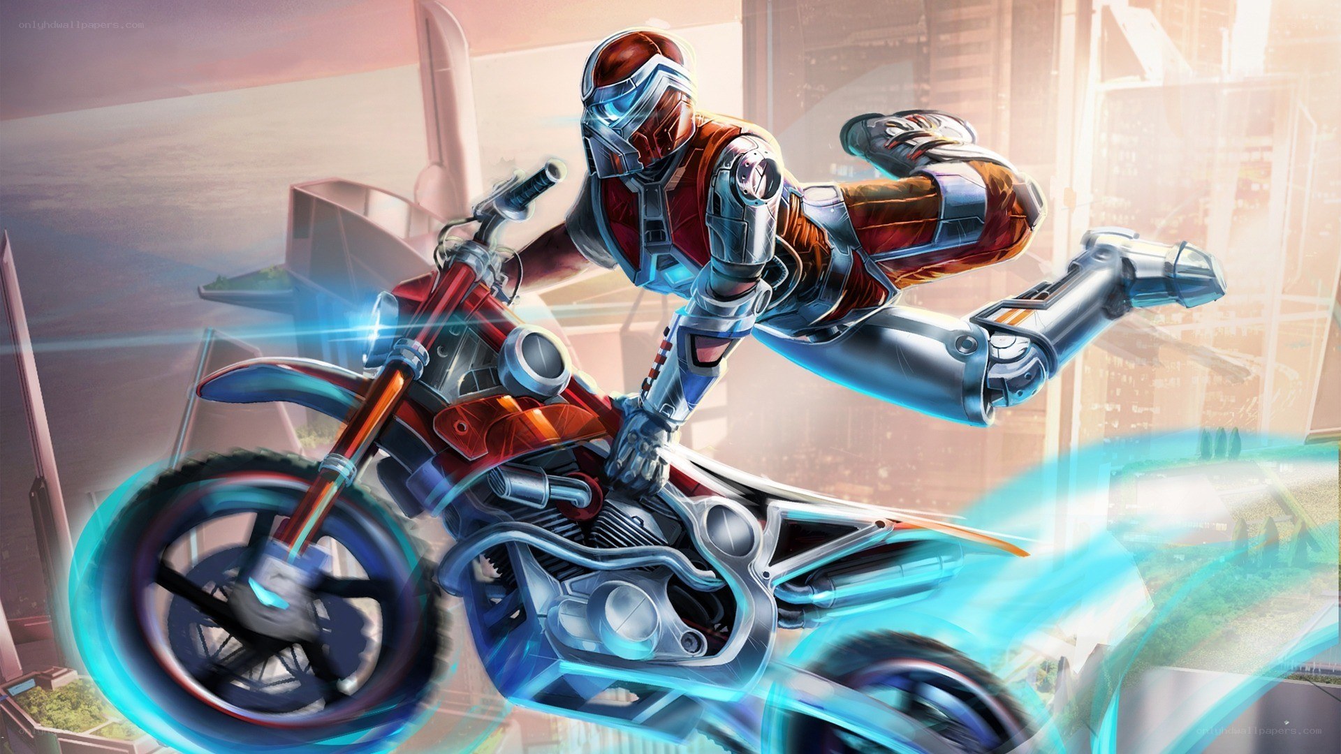 cyberpunk motorcycle rider