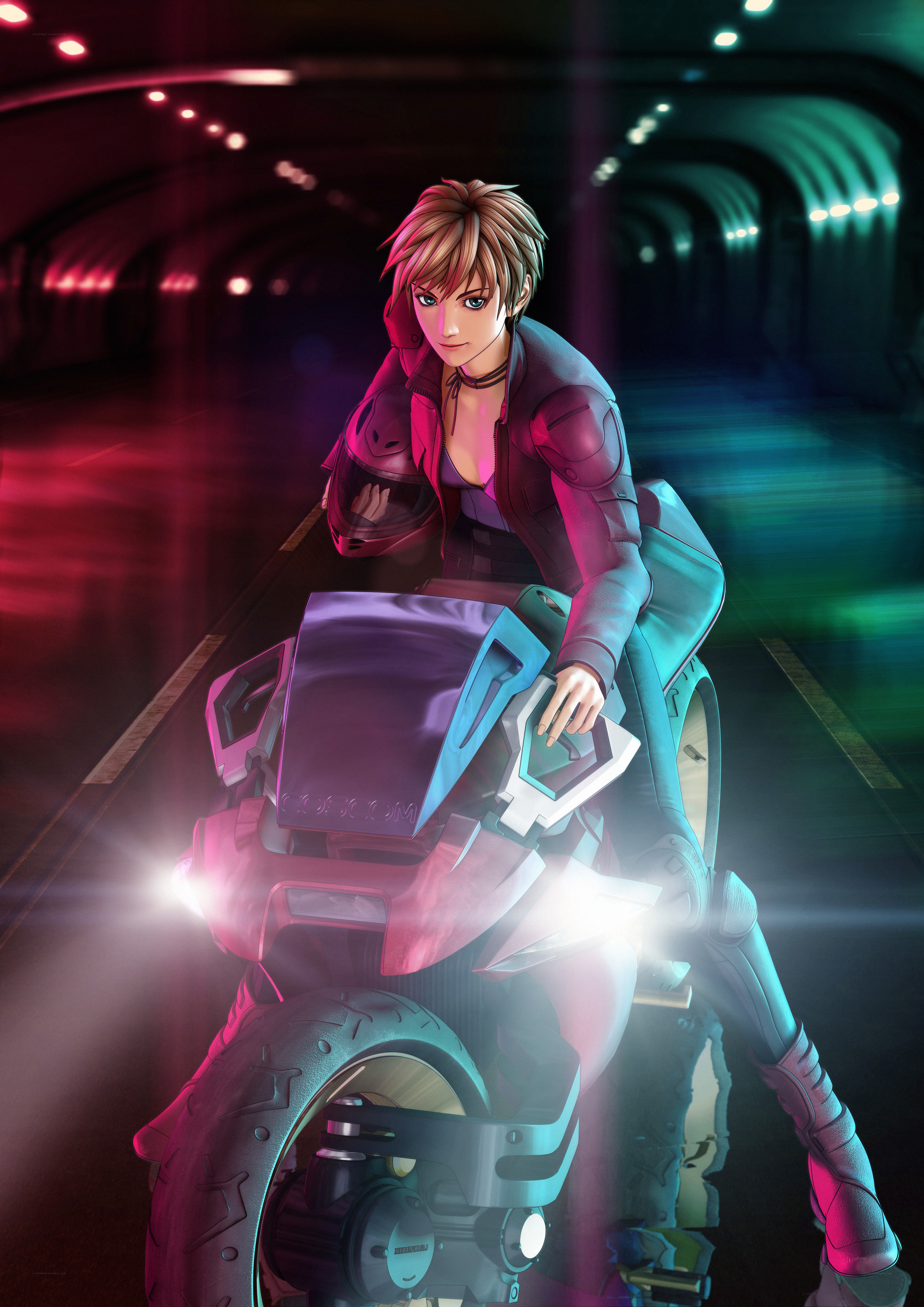 cyberpunk motorcycle rider