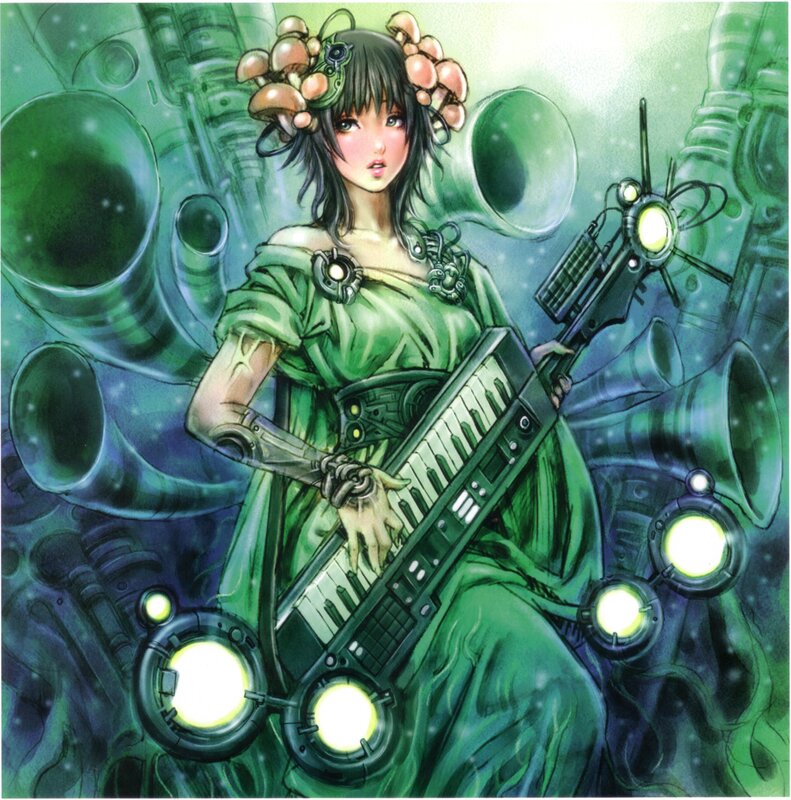 cyberpunk musician with keyboard