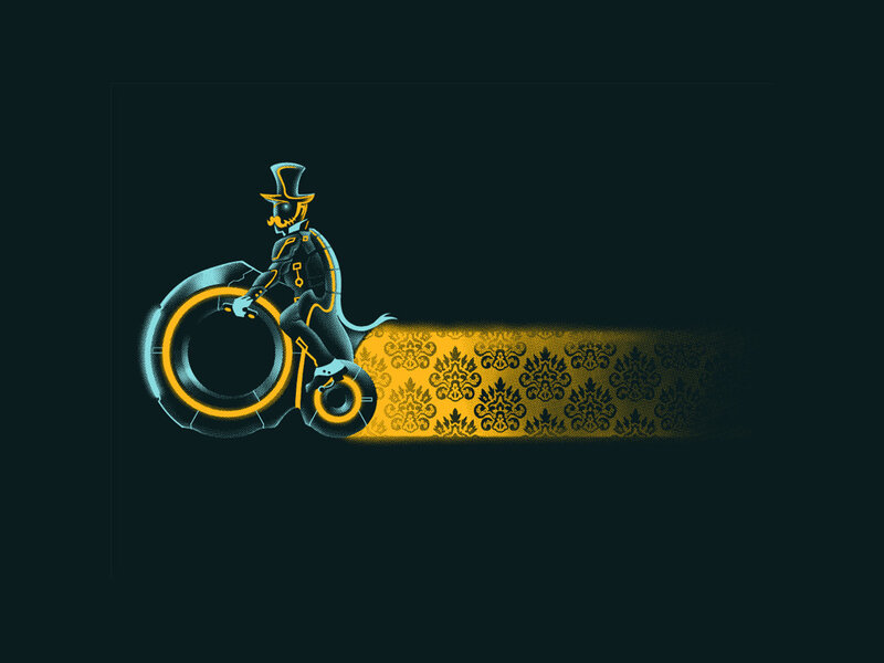 cyberpunk rider on a glowing bike