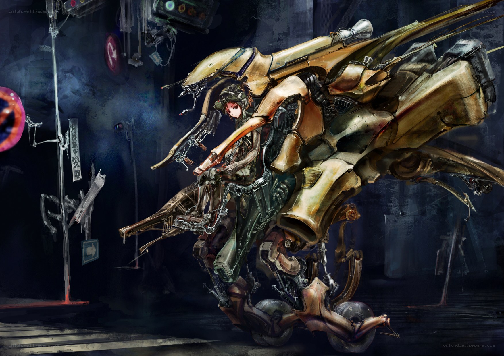 cyberpunk rider on mech