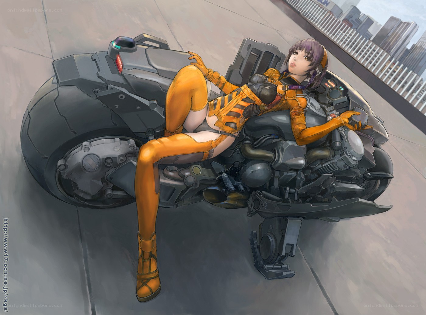cyberpunk rider on motorcycle