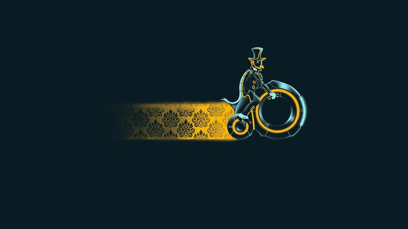 cyberpunk rider on neon bike