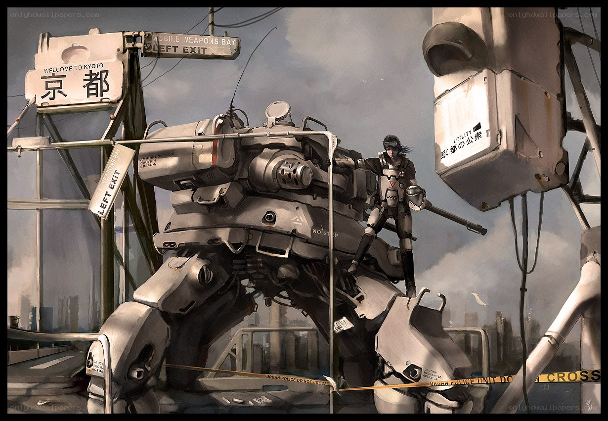 Cyberpunk robot in Kyoto