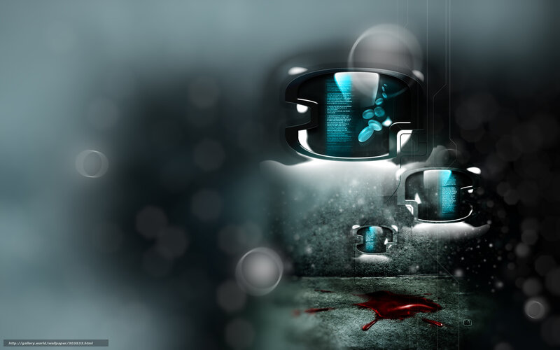 cyberpunk robot with blood