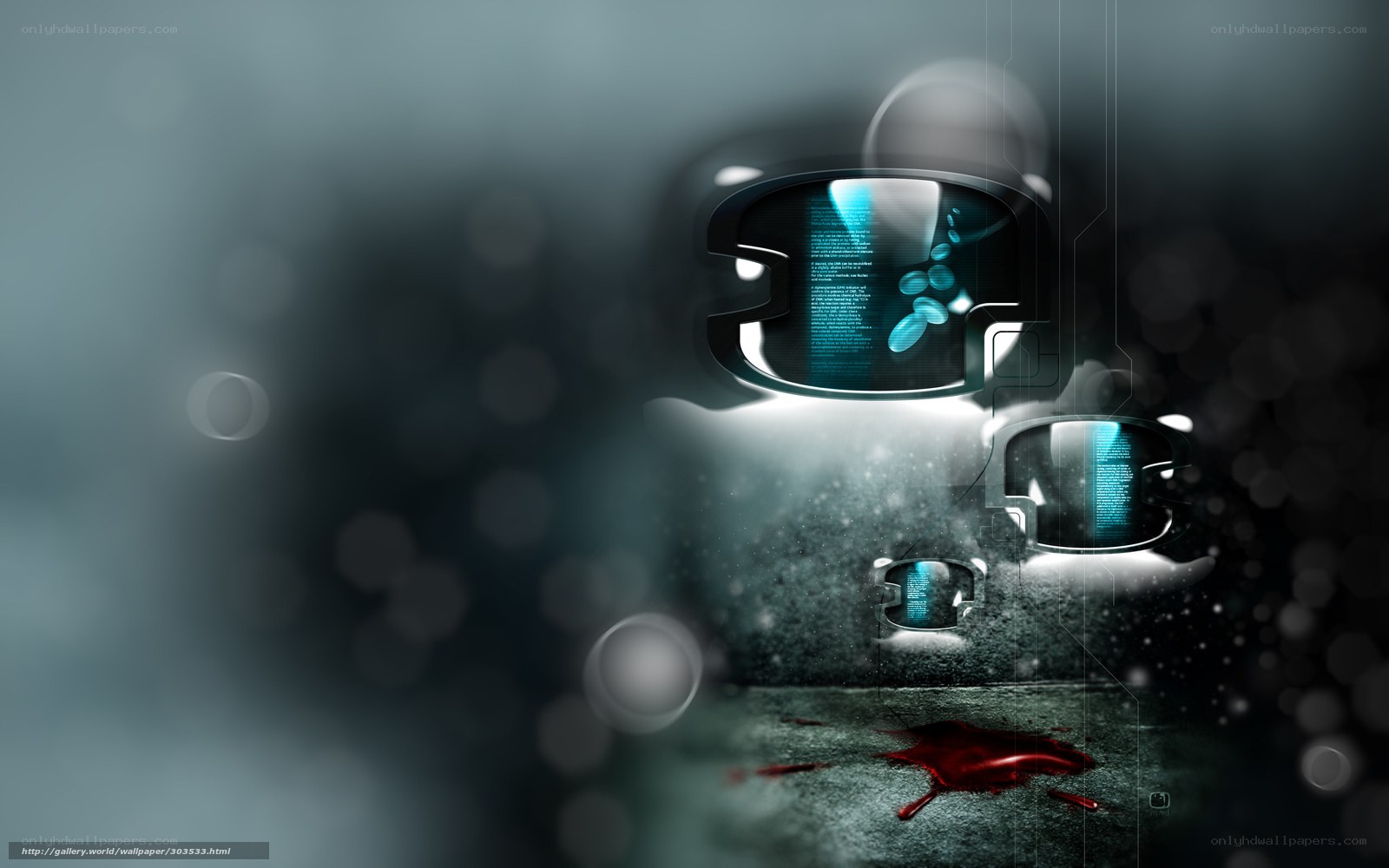 cyberpunk robot with blood