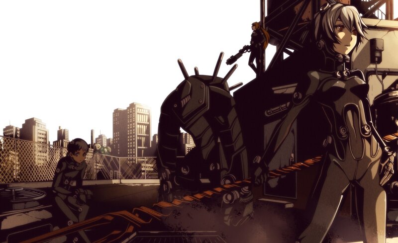 Cyberpunk rooftop scene
