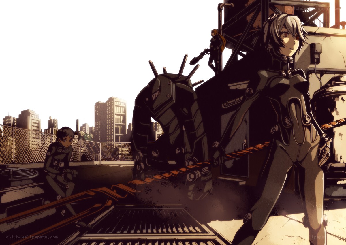 Cyberpunk rooftop scene