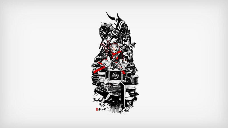 cyberpunk samurai collage