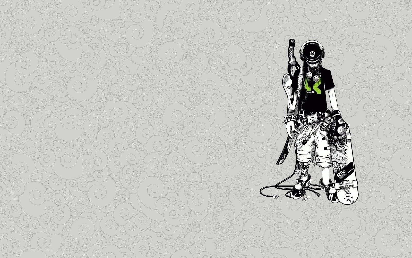 cyberpunk skateboarder illustration