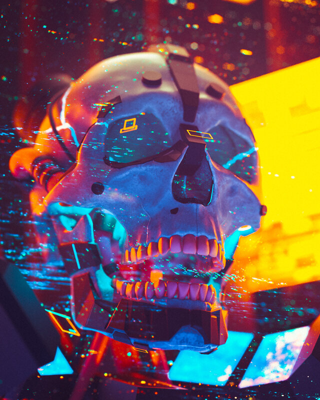 Cyberpunk Skull Helmet — Blue